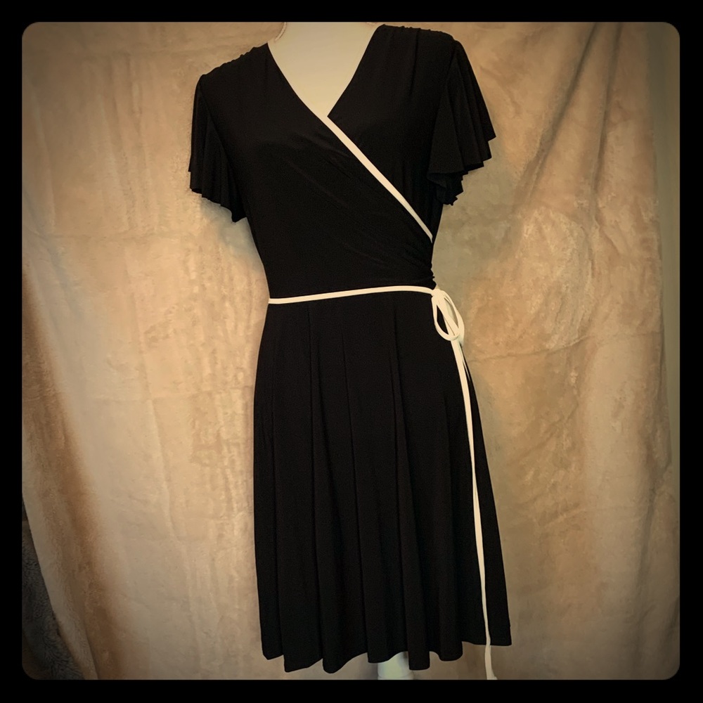 BNWT Black dress with white piping